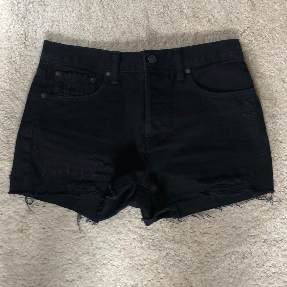 Free People High Rise Black Denim Shorts